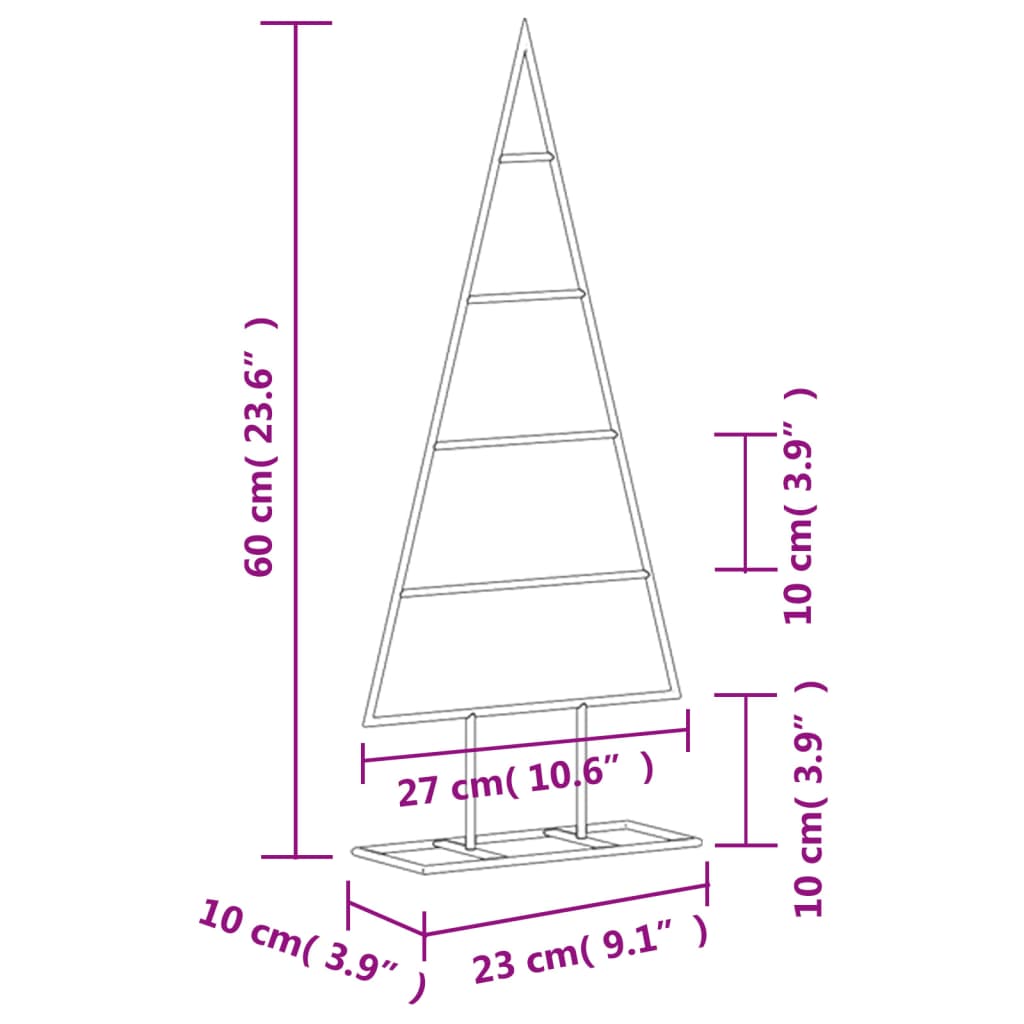 Metallinen koristejoulukuusi musta 60 cm