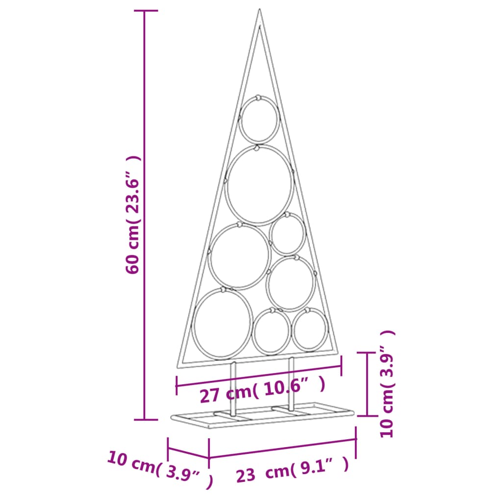 Metallinen koristejoulukuusi musta 60 cm