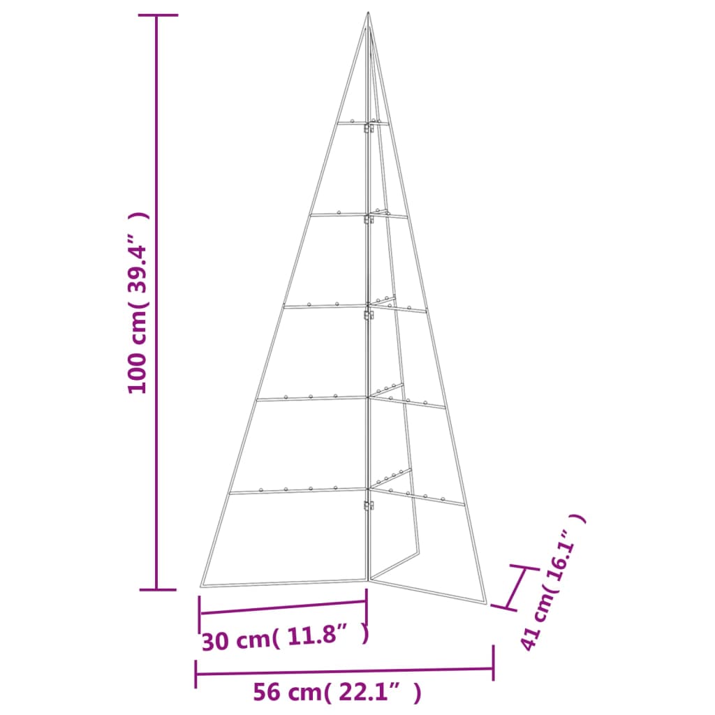 Metallinen koristejoulukuusi musta 100 cm