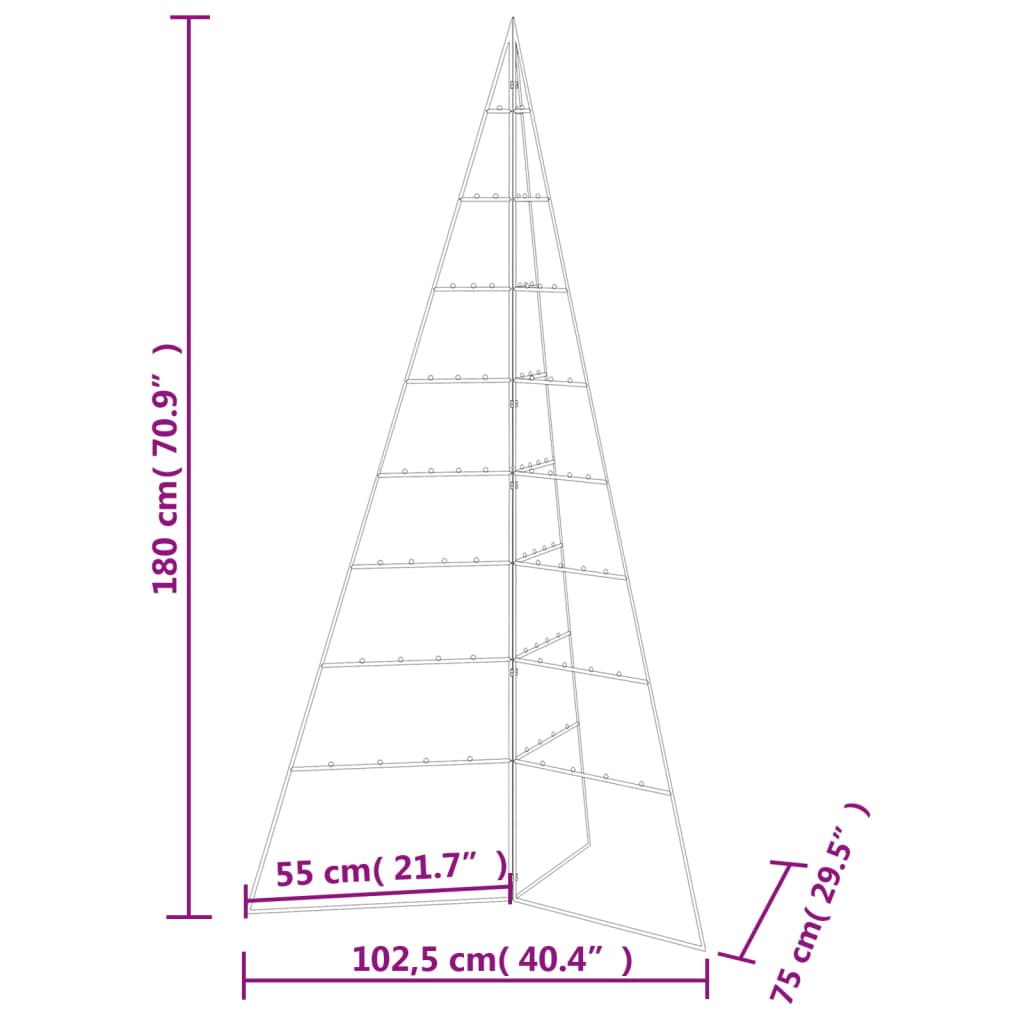 Metallinen koristejoulukuusi musta 180 cm