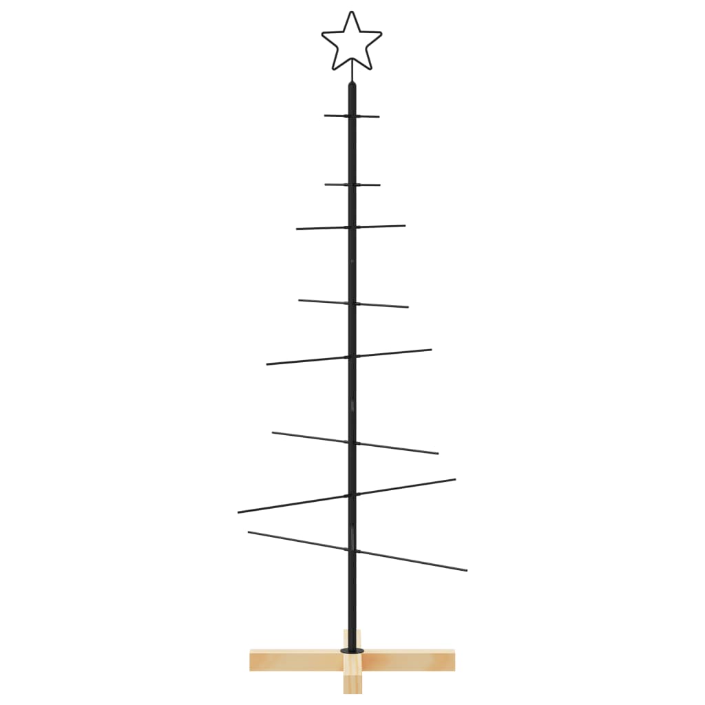 Metallinen joulukuusi puujalustalla musta 120 cm