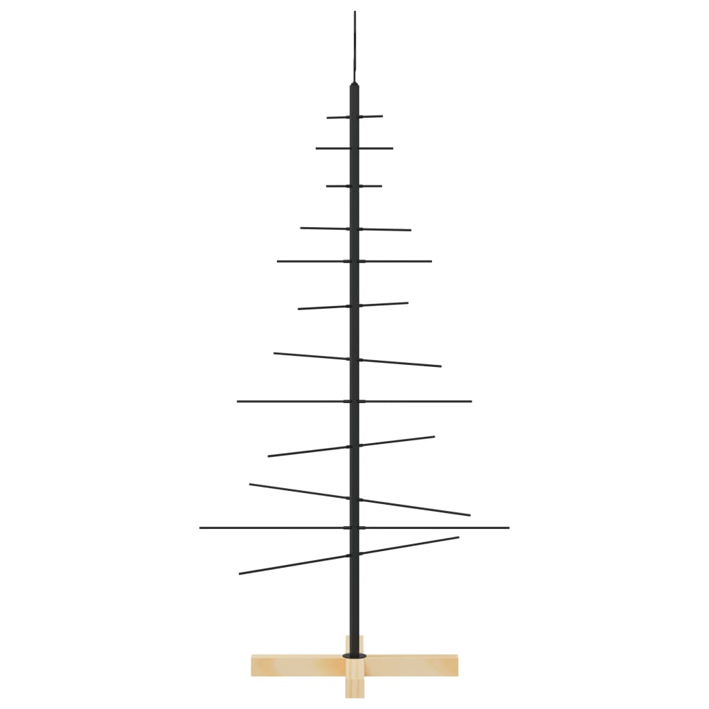 Metallinen joulukuusi puujalustalla musta 120 cm