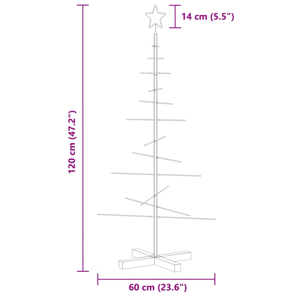 Metallinen joulukuusi puujalustalla musta 120 cm