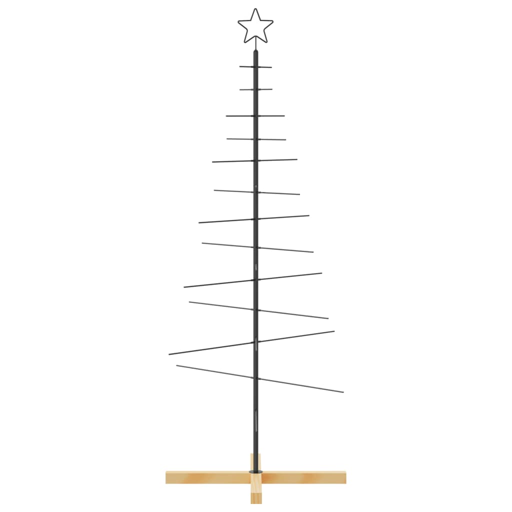 Metallinen joulukuusi puujalustalla musta 150 cm