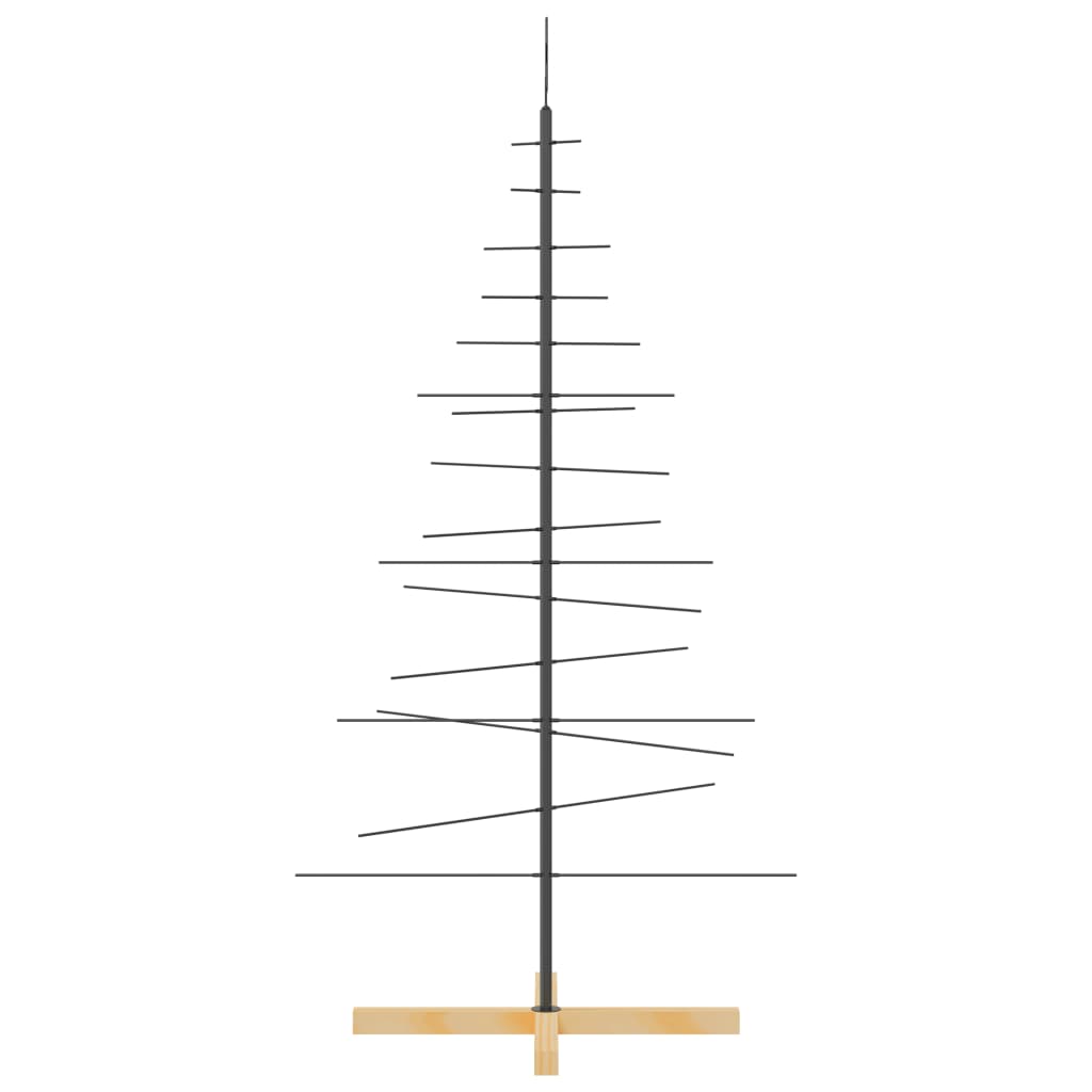 Metallinen joulukuusi puujalustalla musta 150 cm