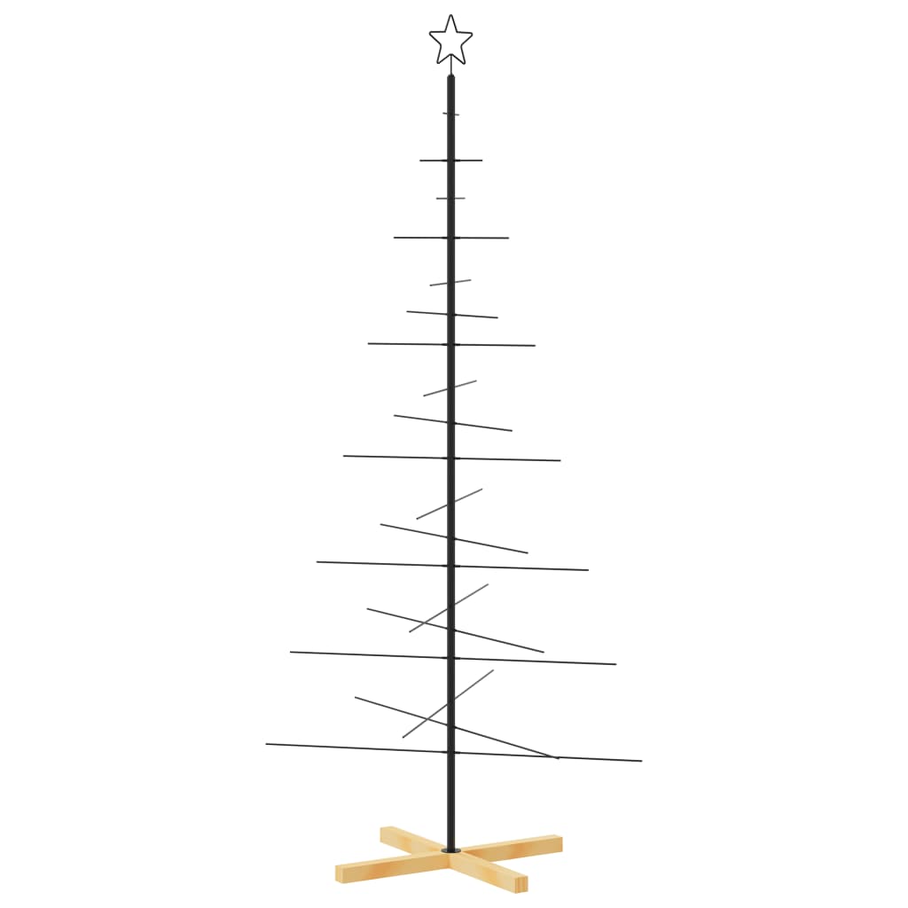 Metallinen joulukuusi puujalustalla musta 180 cm