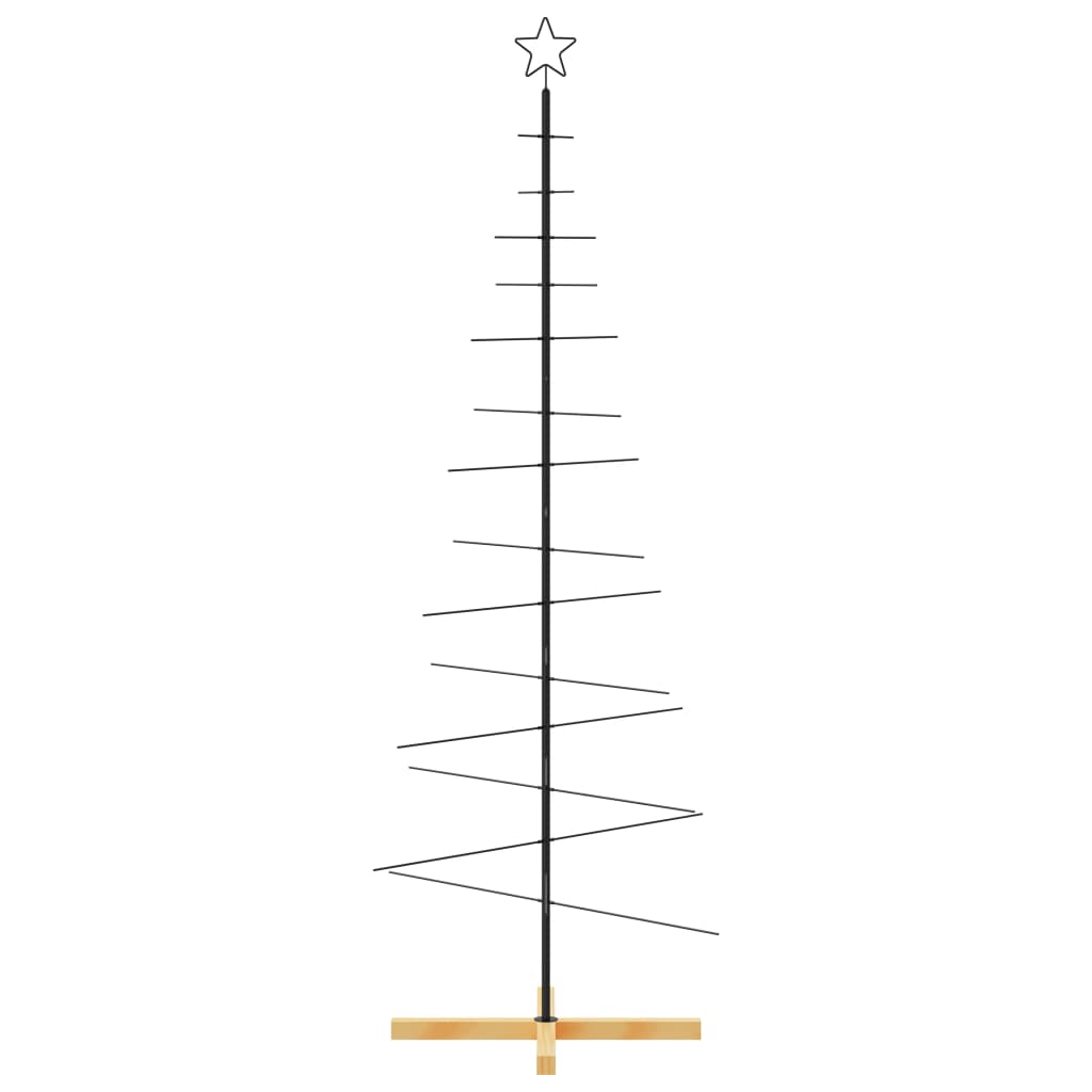 Metallinen joulukuusi puujalustalla musta 180 cm