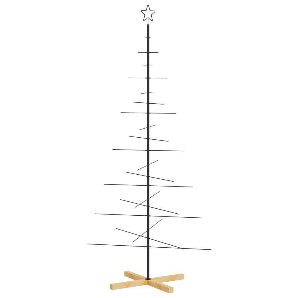 Metallinen joulukuusi puujalustalla musta 180 cm