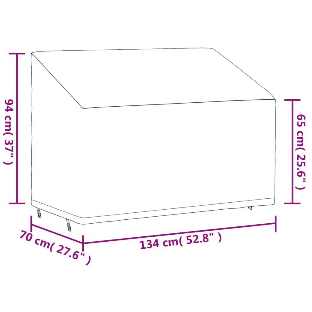 2-seater Bench cover black 134x70x65/94 cm 420D Oxford