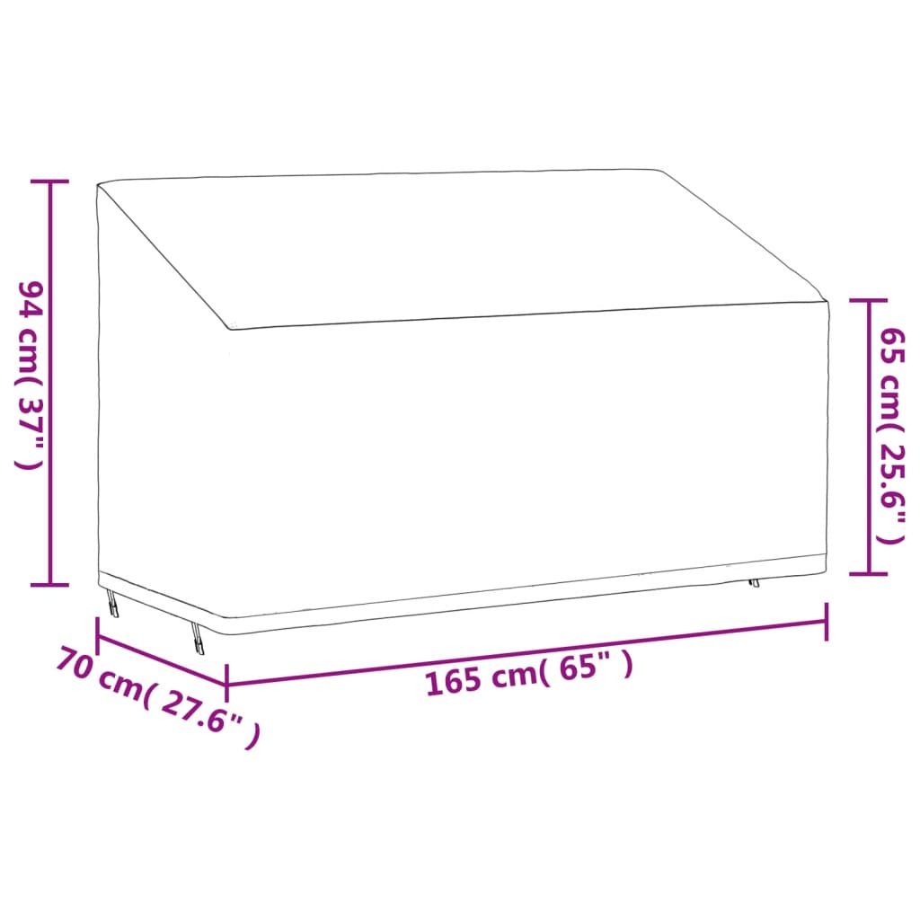 3-seater Bench cover black 165x70x65/94 cm 420D Oxford