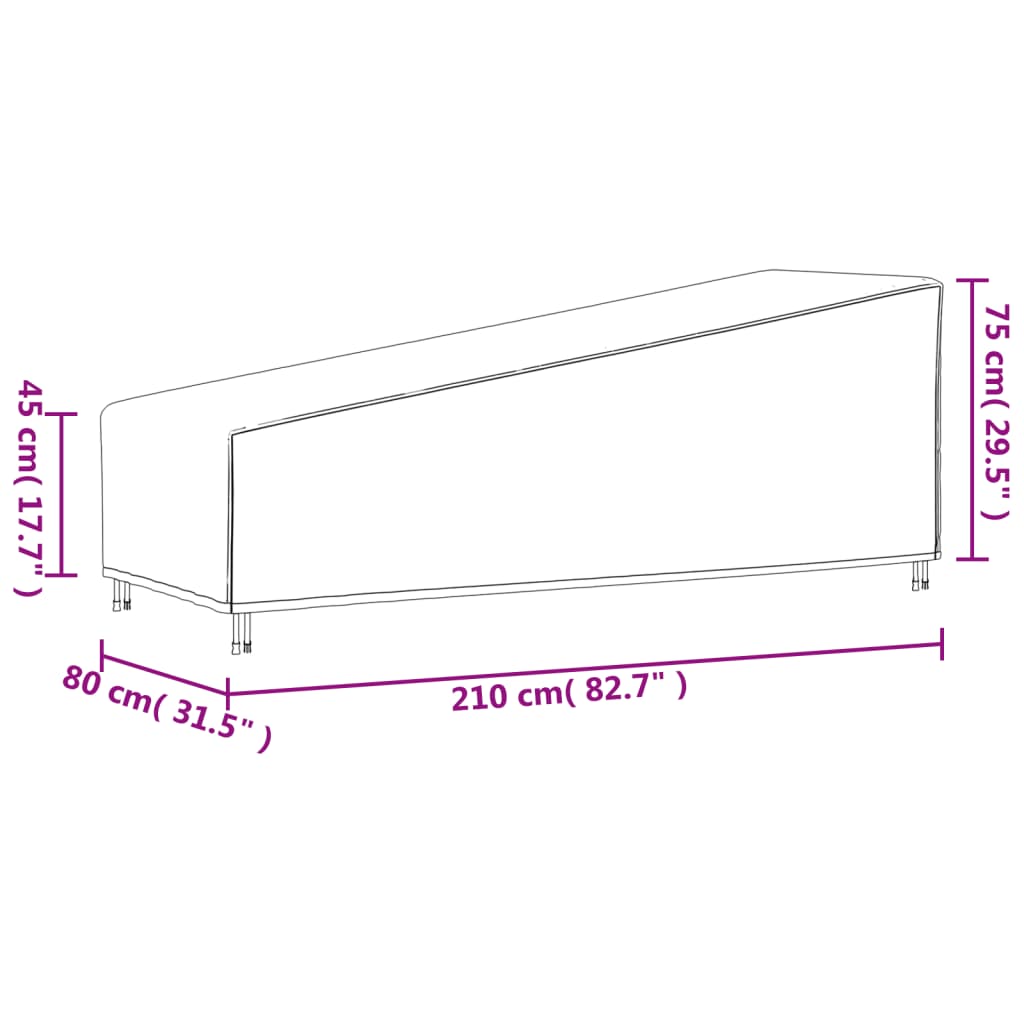 Aurinkotuolin suoja musta 210x80x45/75 cm 420D Oxford