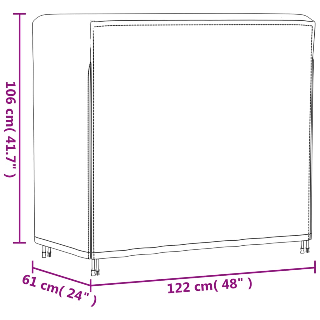 Polttopuutelineen suoja musta 122x61x106 cm 420D Oxford