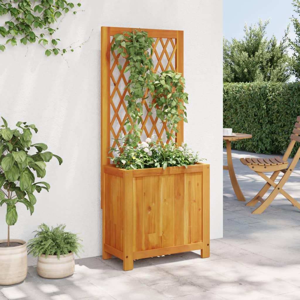 Flower box with trellis 55x29.5x132 cm acacia wood