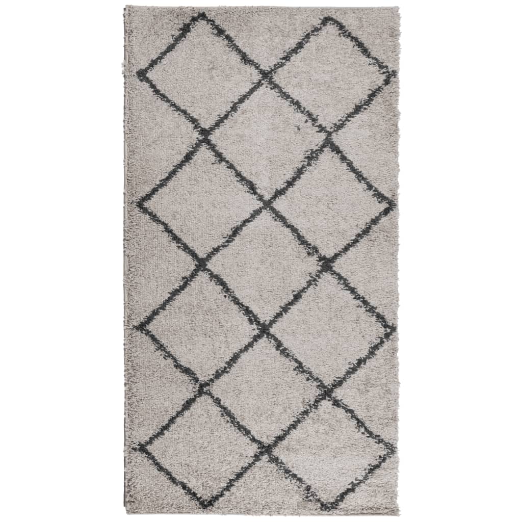 Pörrömatto PAMPLONA korkeanukka moderni beige/antras. 60x110 cm