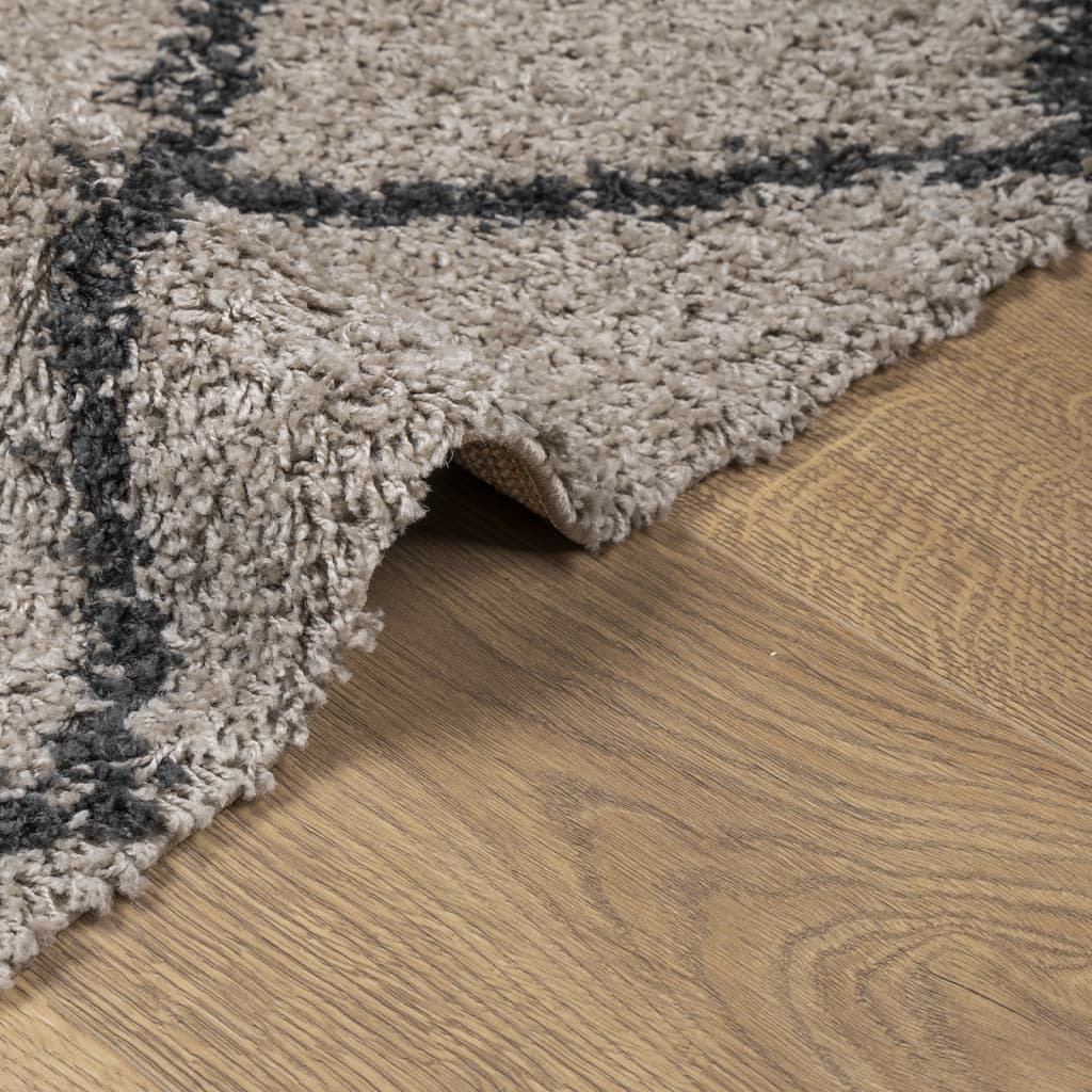 Pörrömatto PAMPLONA korkeanukka moderni beige/antras 120x120 cm