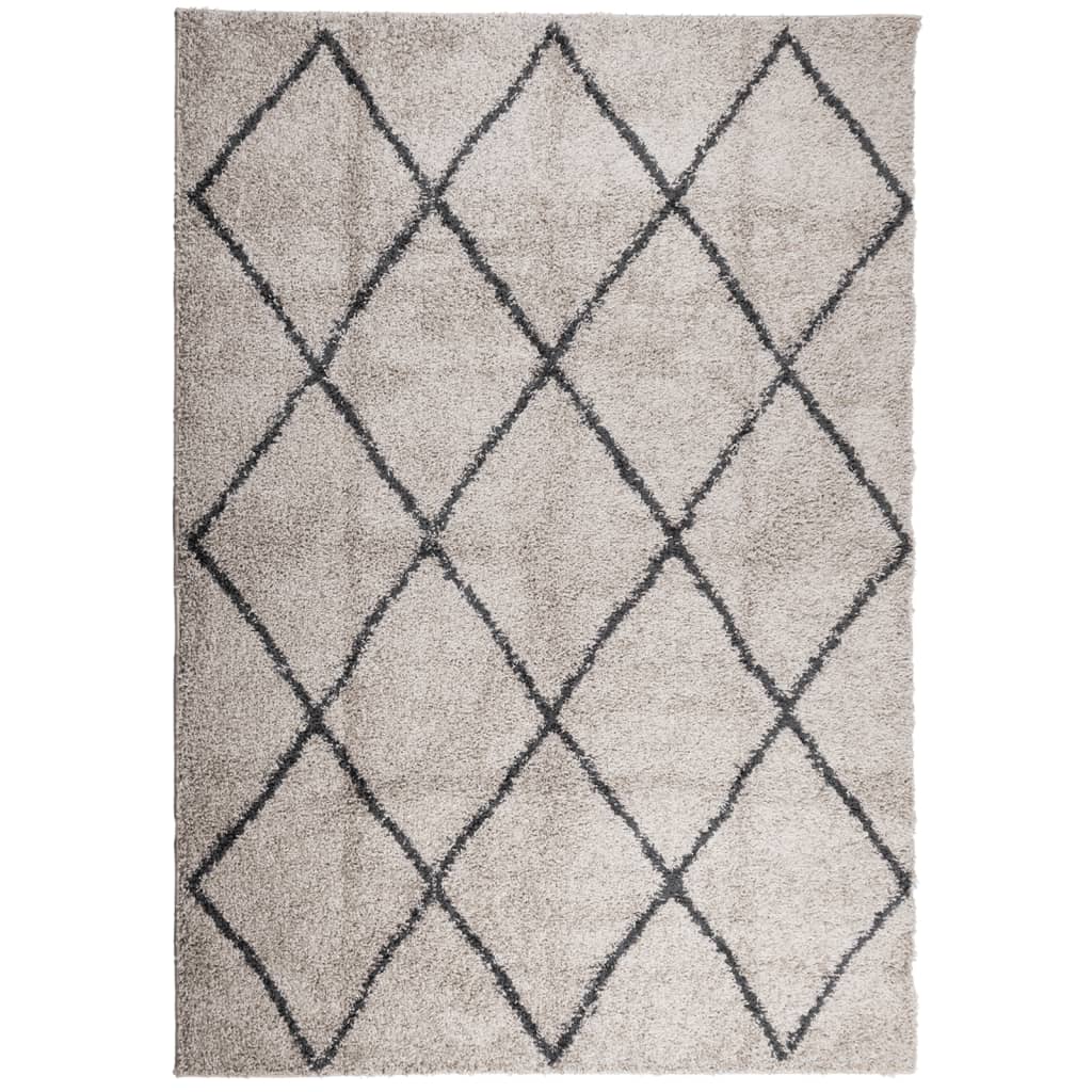 Pörrömatto PAMPLONA korkeanukka moderni beige/antras 120x170 cm