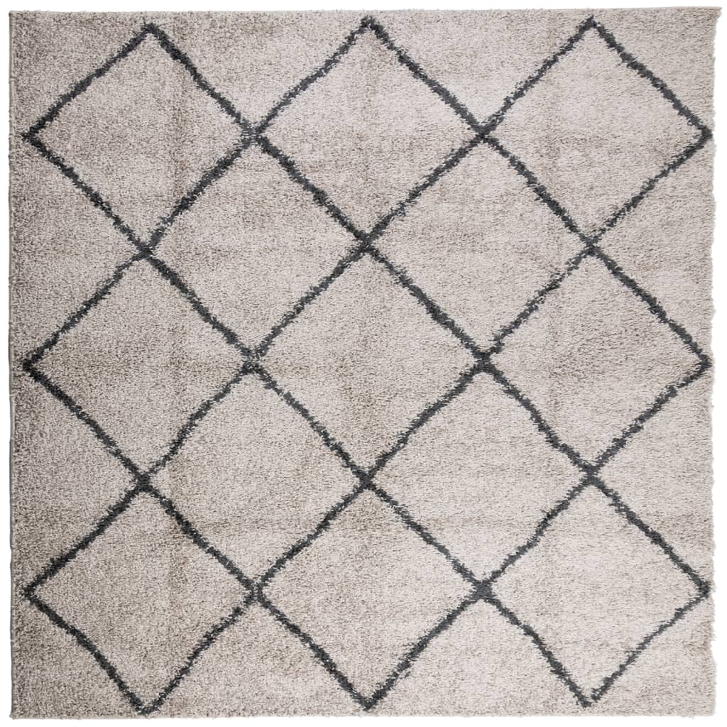 Pörrömatto PAMPLONA korkeanukka moderni beige/antras 160x160 cm