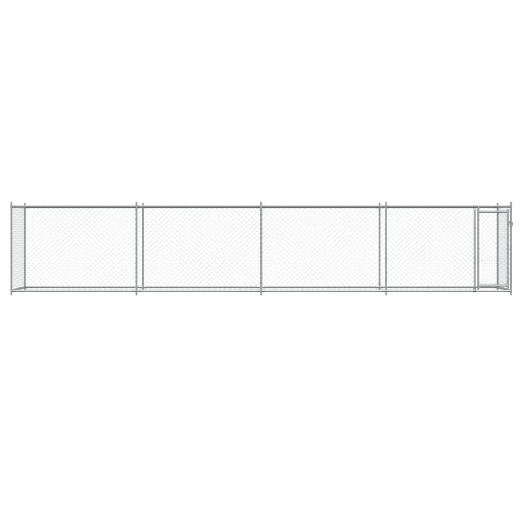 Koiranhäkki ovella harmaa 8x2x1,5 m galvanoitu teräs