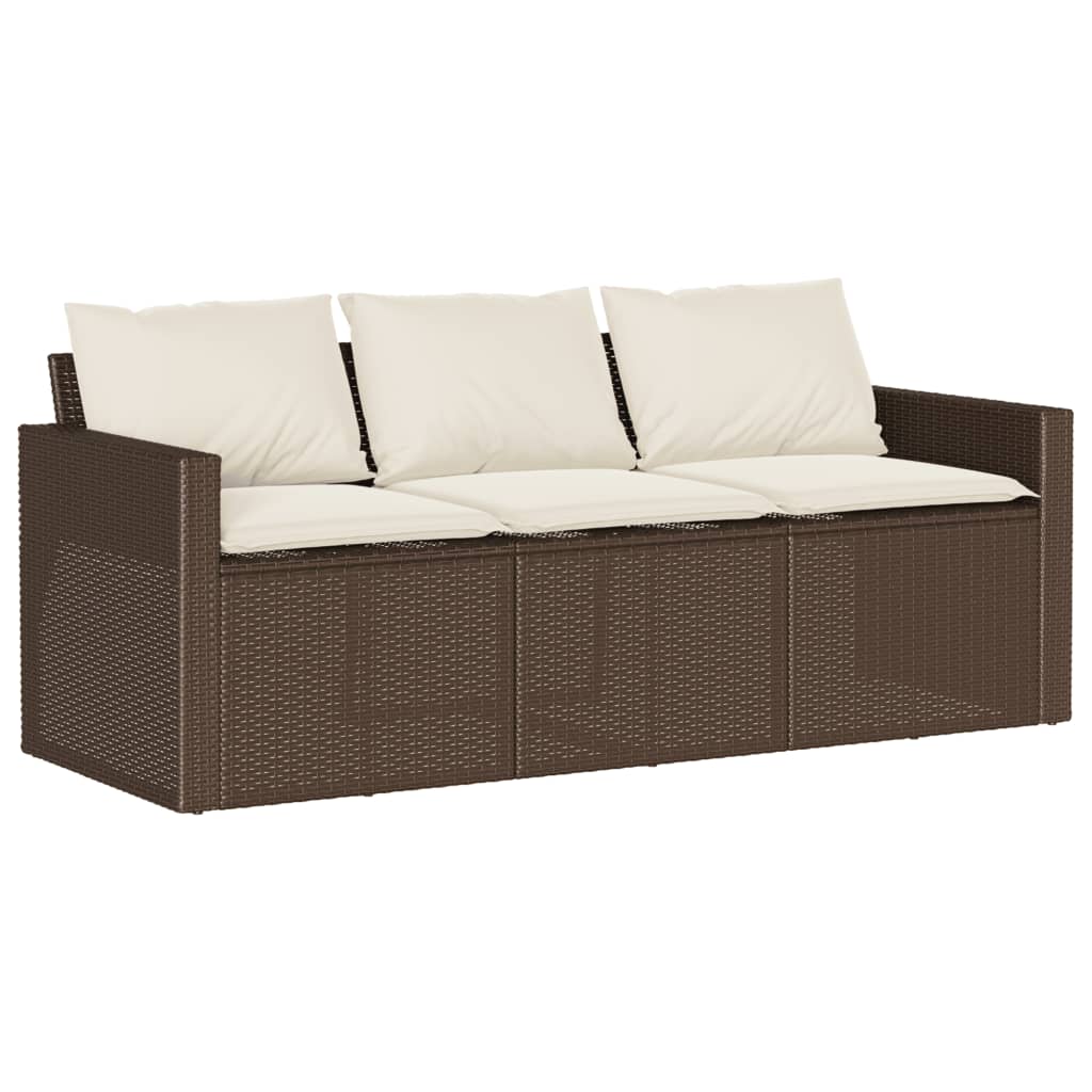 2-piece garden furniture set with cushions, brown polyrattan