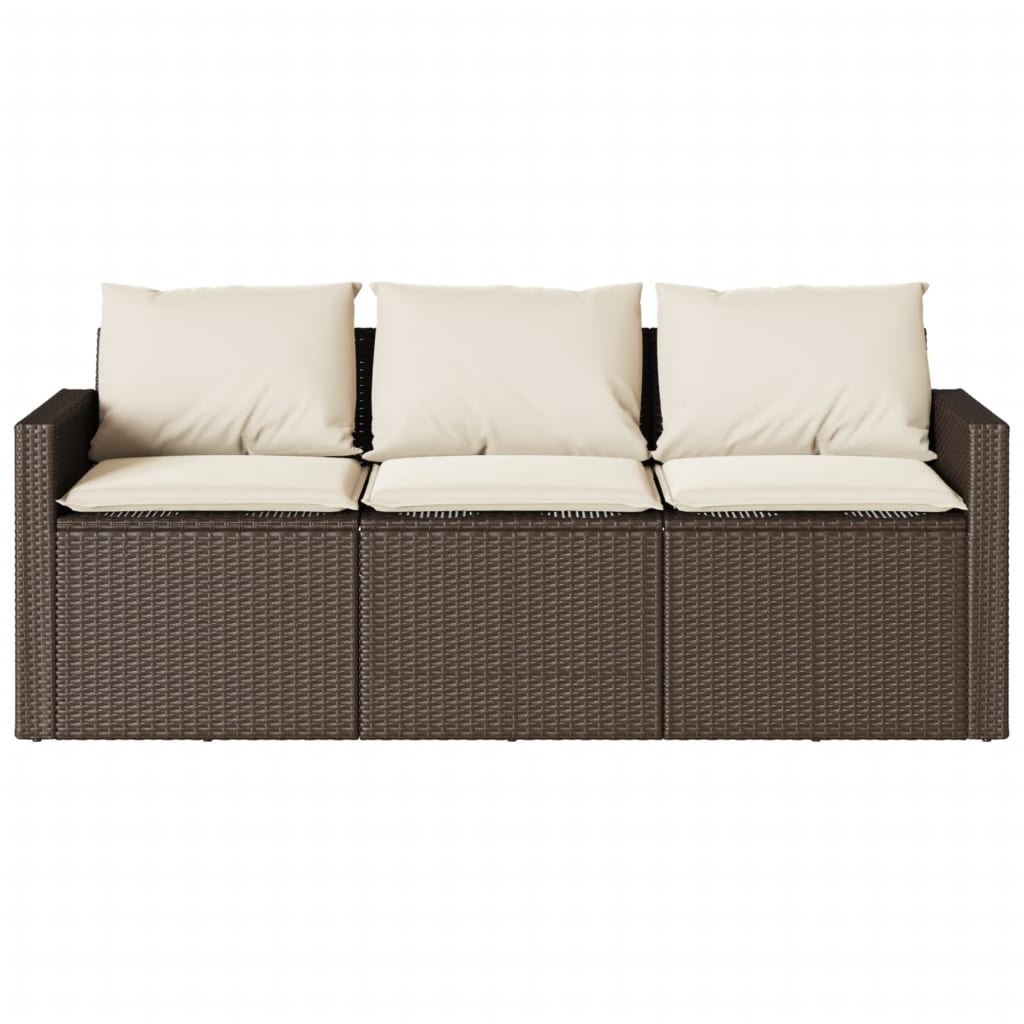 2-piece garden furniture set with cushions, brown polyrattan