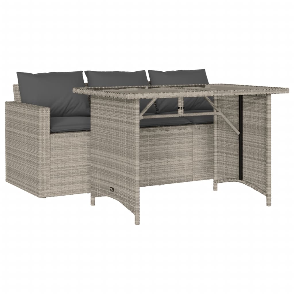 2-piece garden furniture set with cushions, grey polyrattan