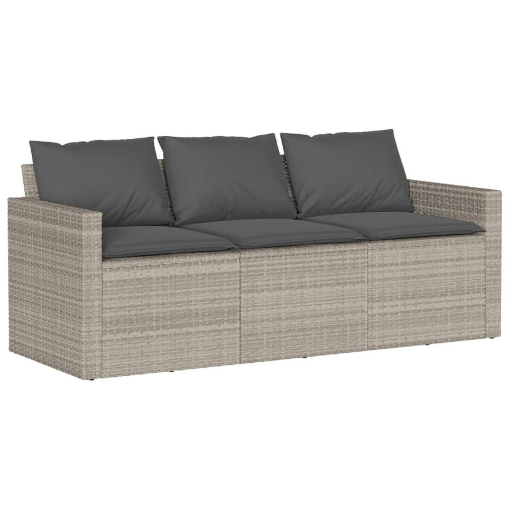 2-piece garden furniture set with cushions, grey polyrattan