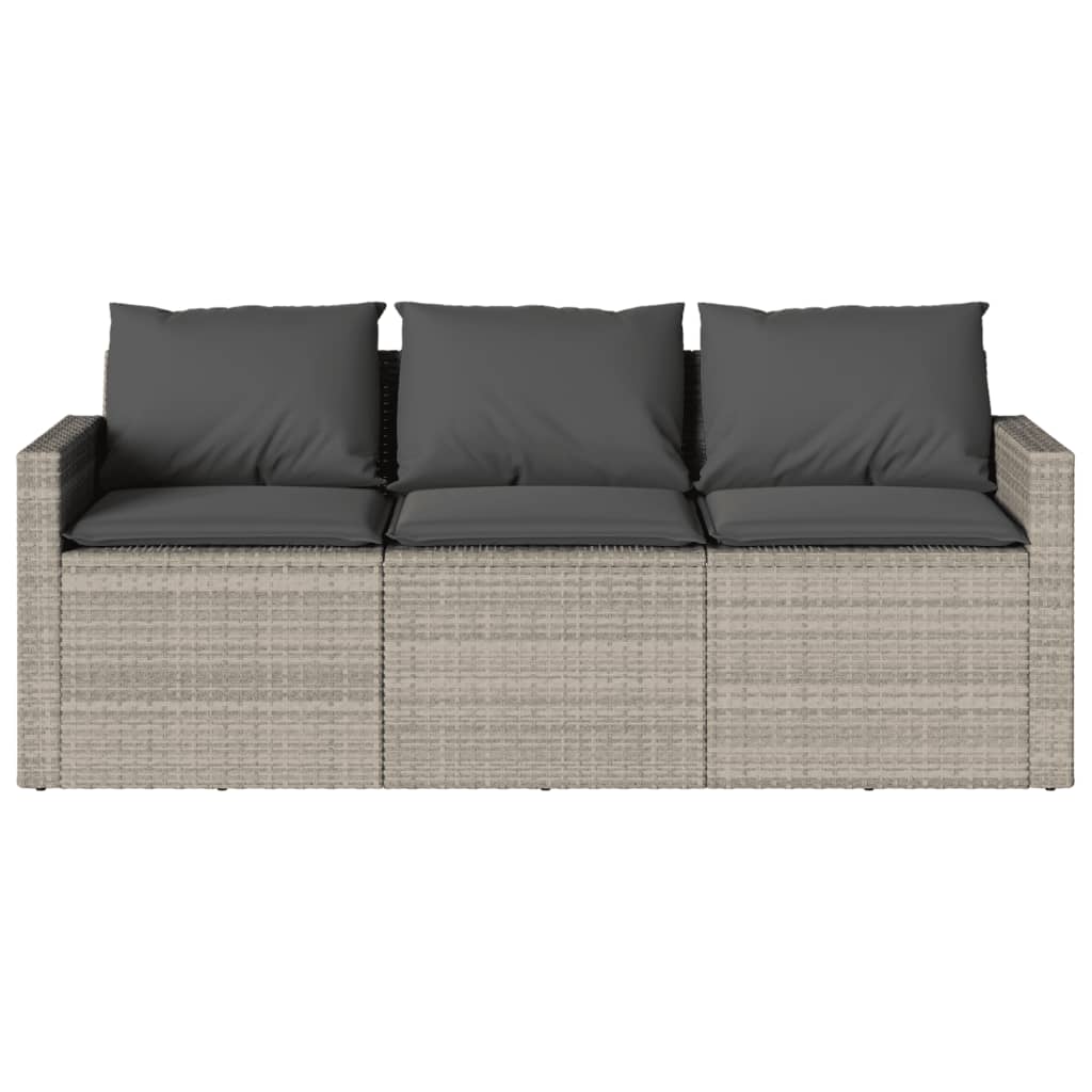 2-piece garden furniture set with cushions, grey polyrattan