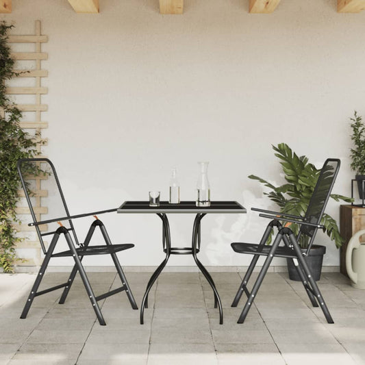 3-piece outdoor dining set anthracite metal mesh