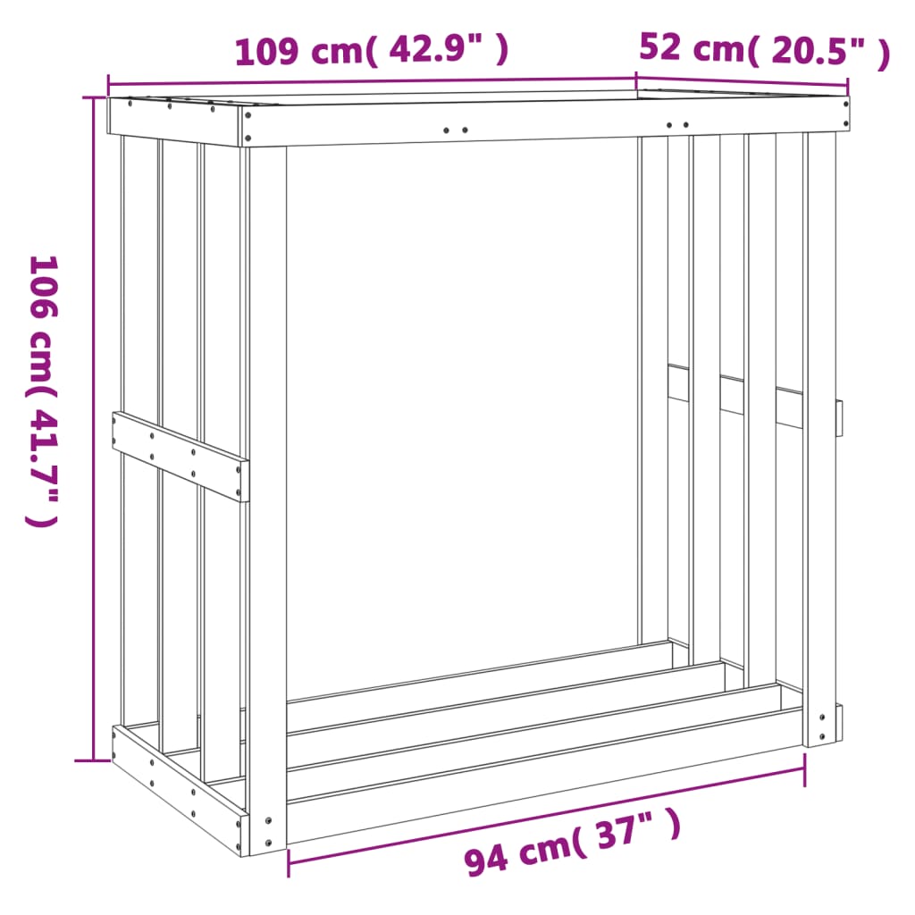 Polttopuuteline ulos vahanruskea 109x52x106 cm täysi mänty