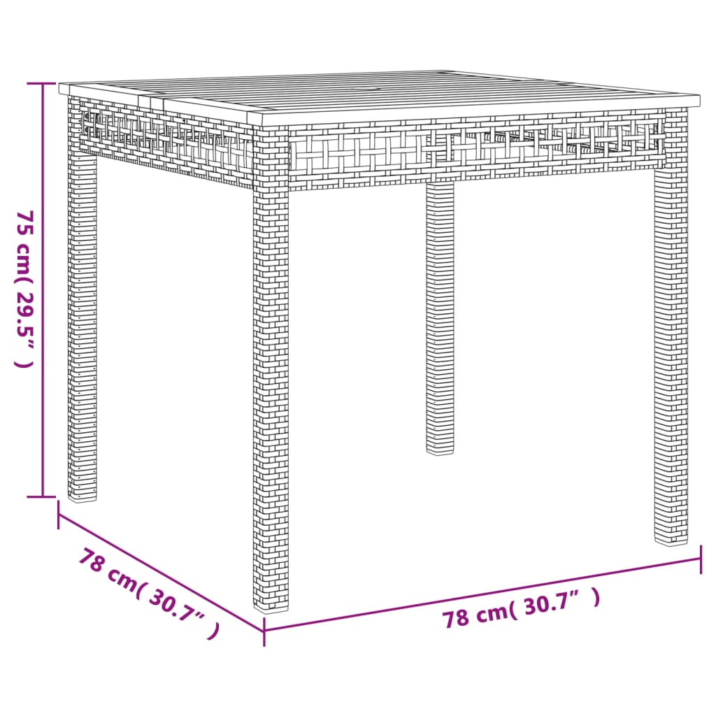 3-piece outdoor dining set with cushions, black polyrattan