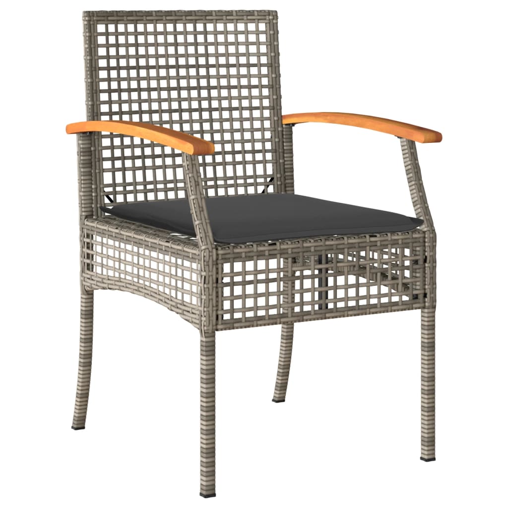 3-piece outdoor dining set with cushions, grey polyrattan