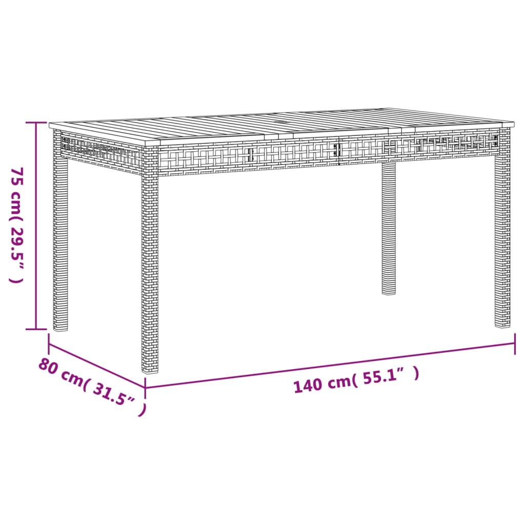 3-piece outdoor dining set with cushions, grey polyrattan