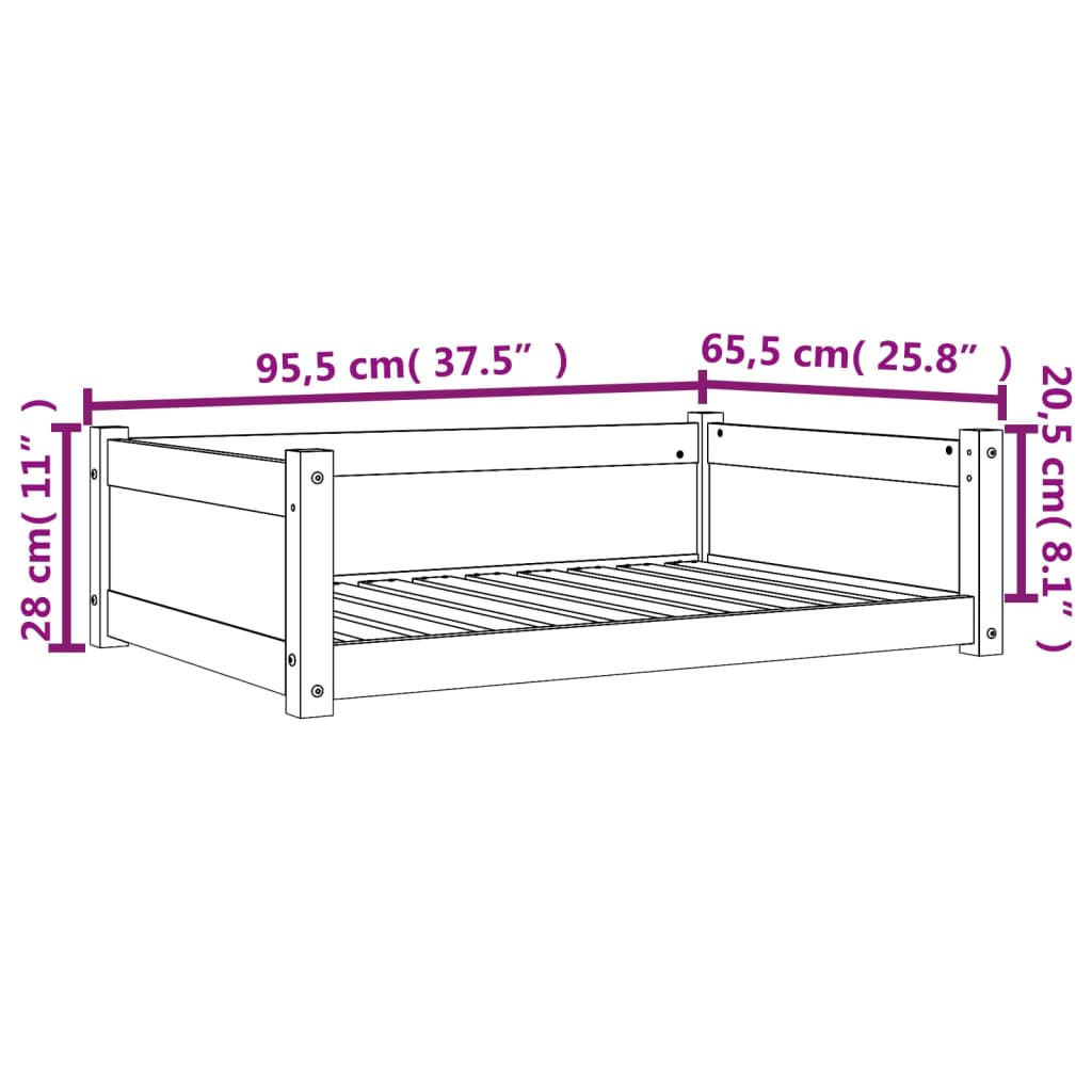 Koiransänky vahanruskea 95,5x65,5x28 cm täysi mänty