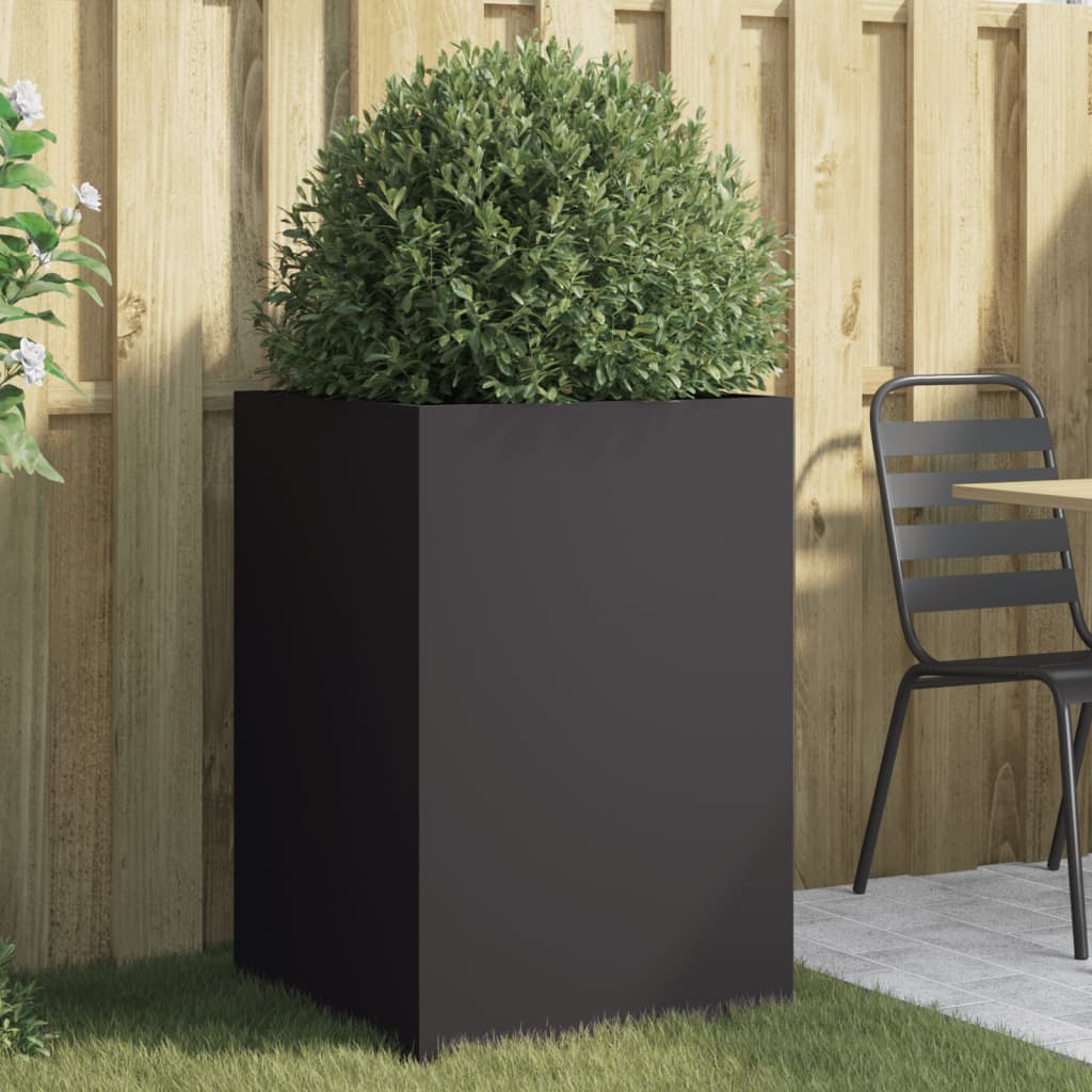 Flower box black 52x48x75 cm steel