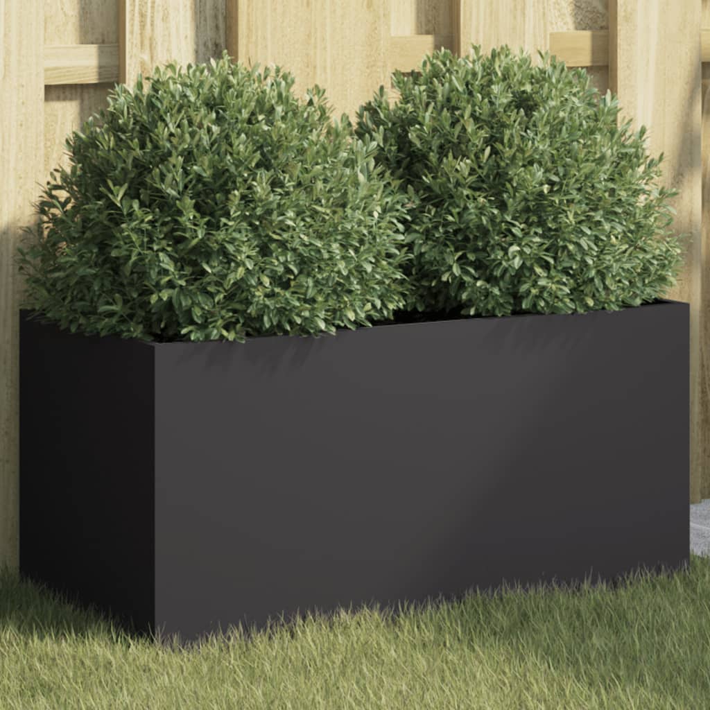 Flower box black 62x30x29 cm steel