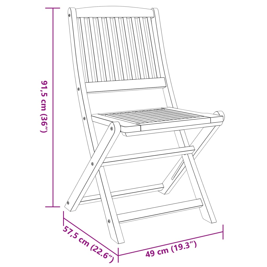 3-piece outdoor dining set solid acacia wood