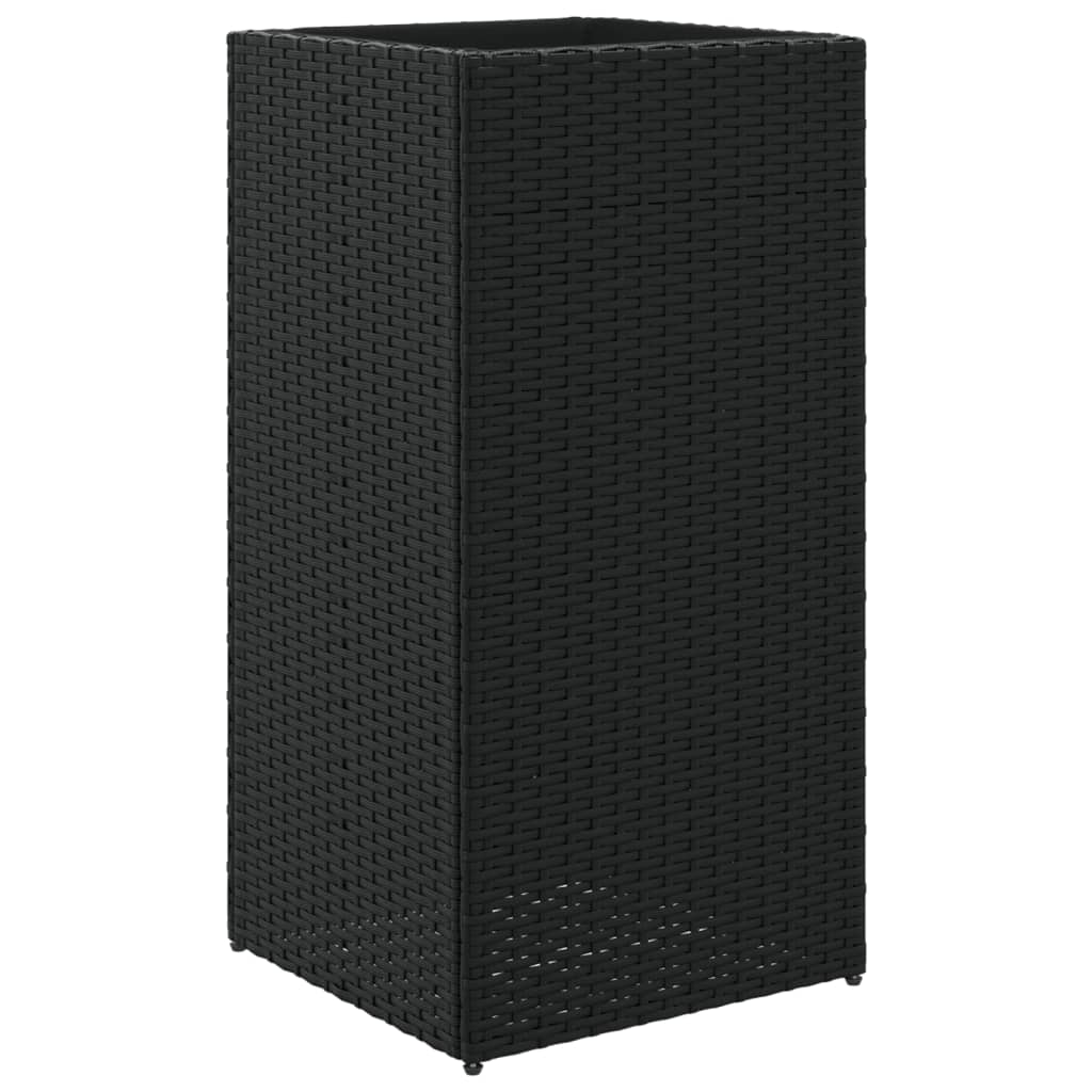 Flower box black 40x40x80 cm poly rattan