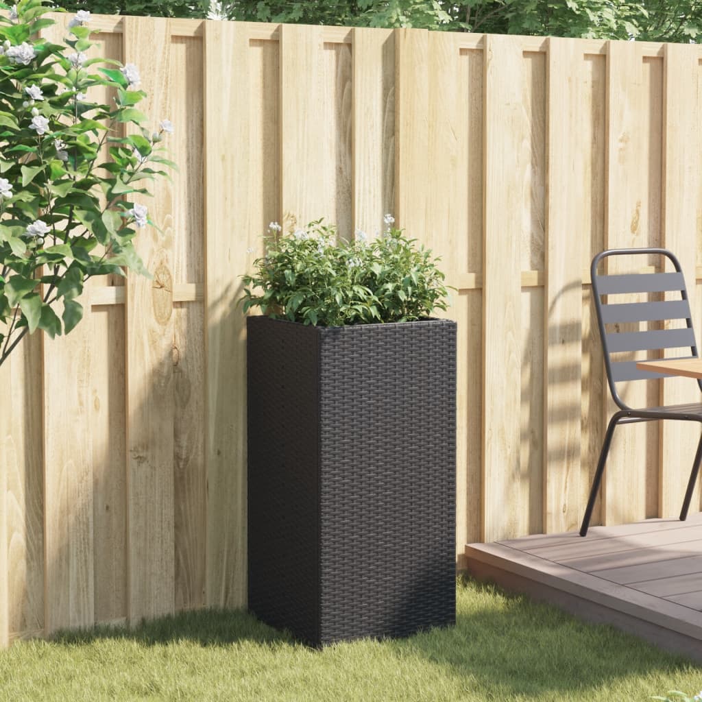 Flower box black 40x40x80 cm poly rattan