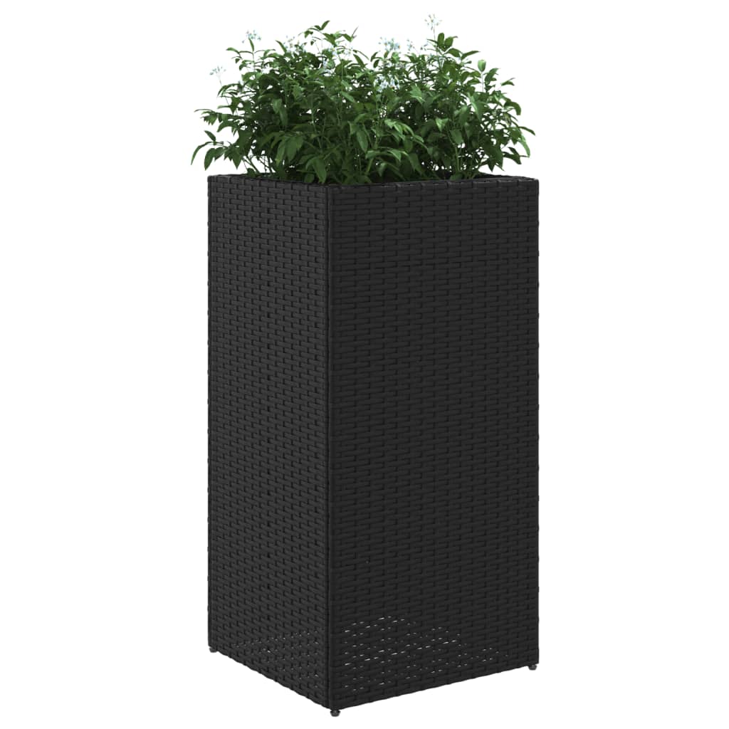 Flower box black 40x40x80 cm poly rattan