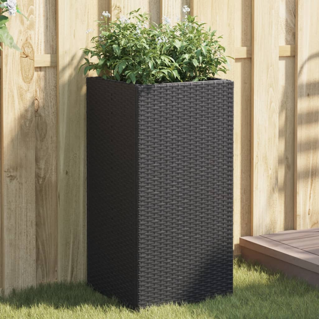 Flower box black 40x40x80 cm poly rattan