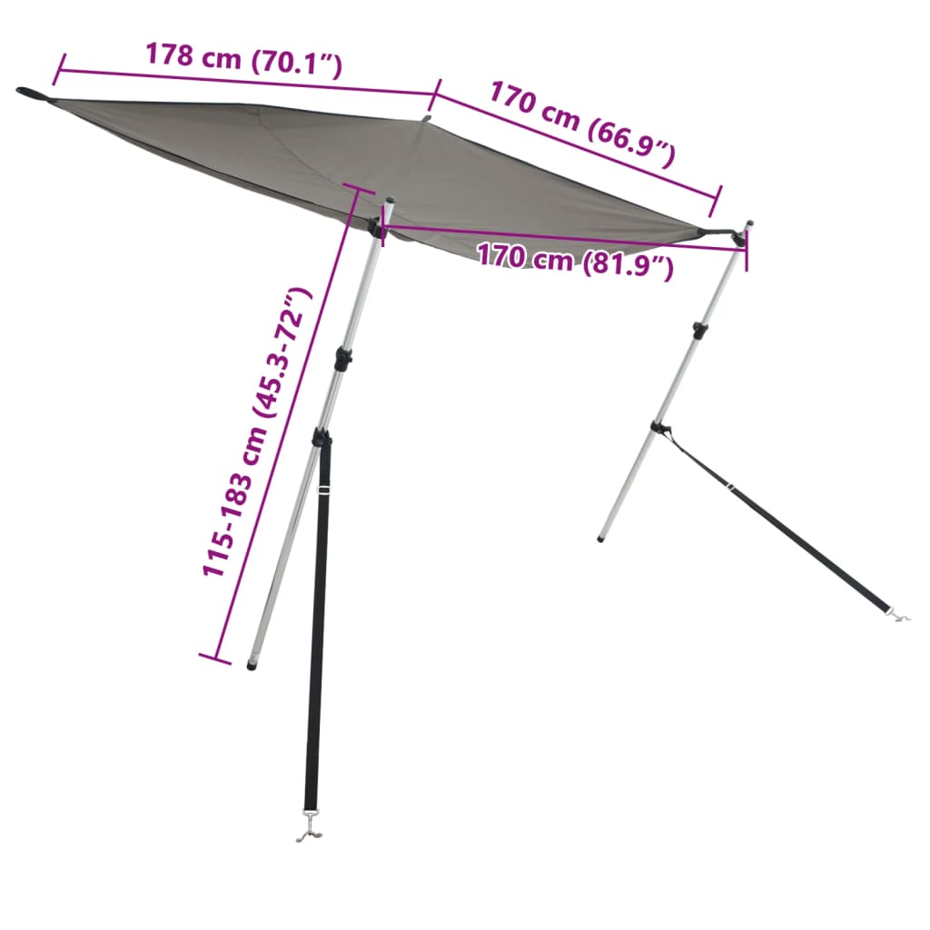 T-kate Varjostimen jatke antrasiitti 170x208x(115-183) cm