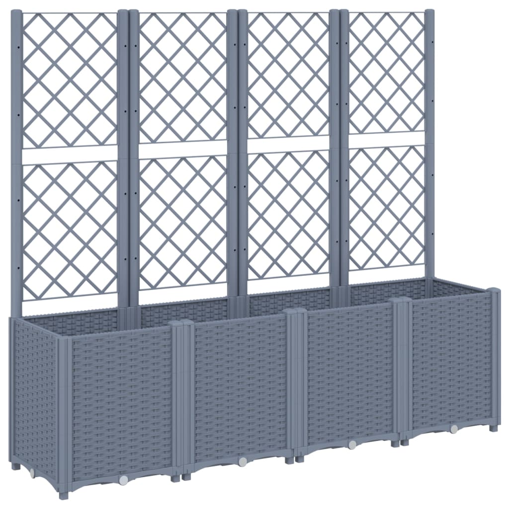 Outdoor flower box with grille grey 160x40x140 cm PP