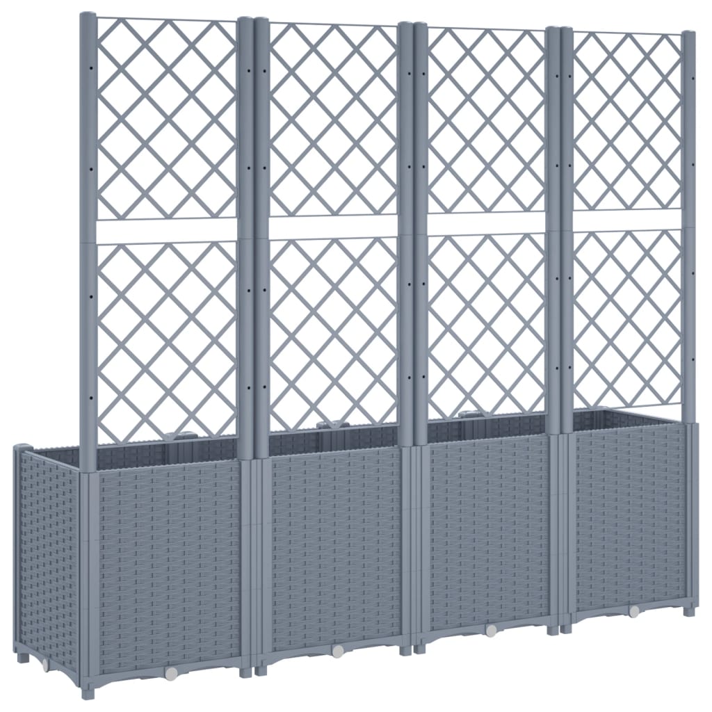 Outdoor flower box with grille grey 160x40x140 cm PP