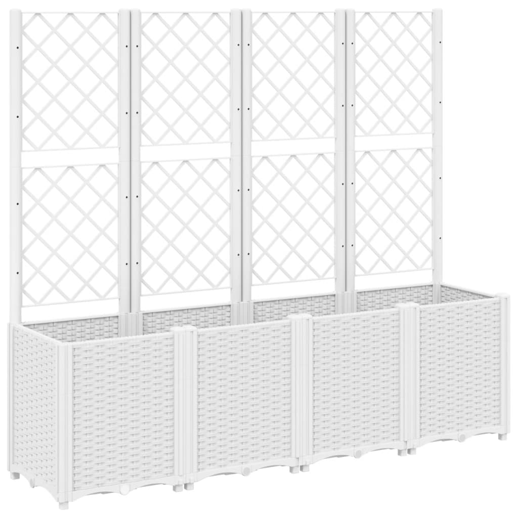 Outdoor flower box with grille white 160x40x140 cm PP