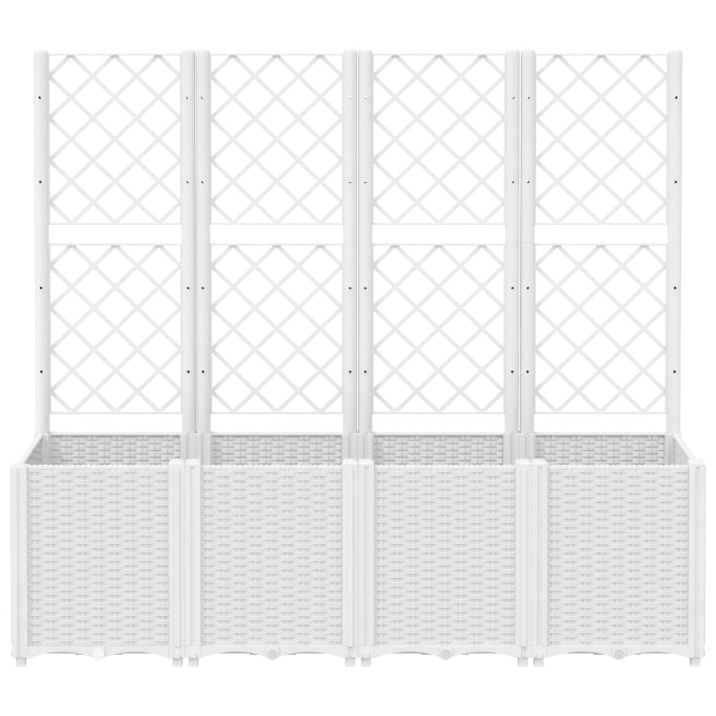 Outdoor flower box with grille white 160x40x140 cm PP