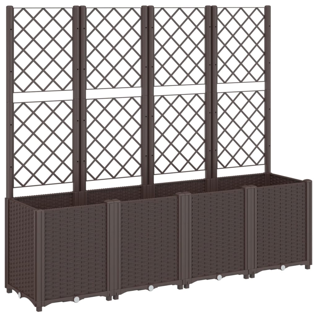 Outdoor flower box with grille brown 160x40x140 cm PP