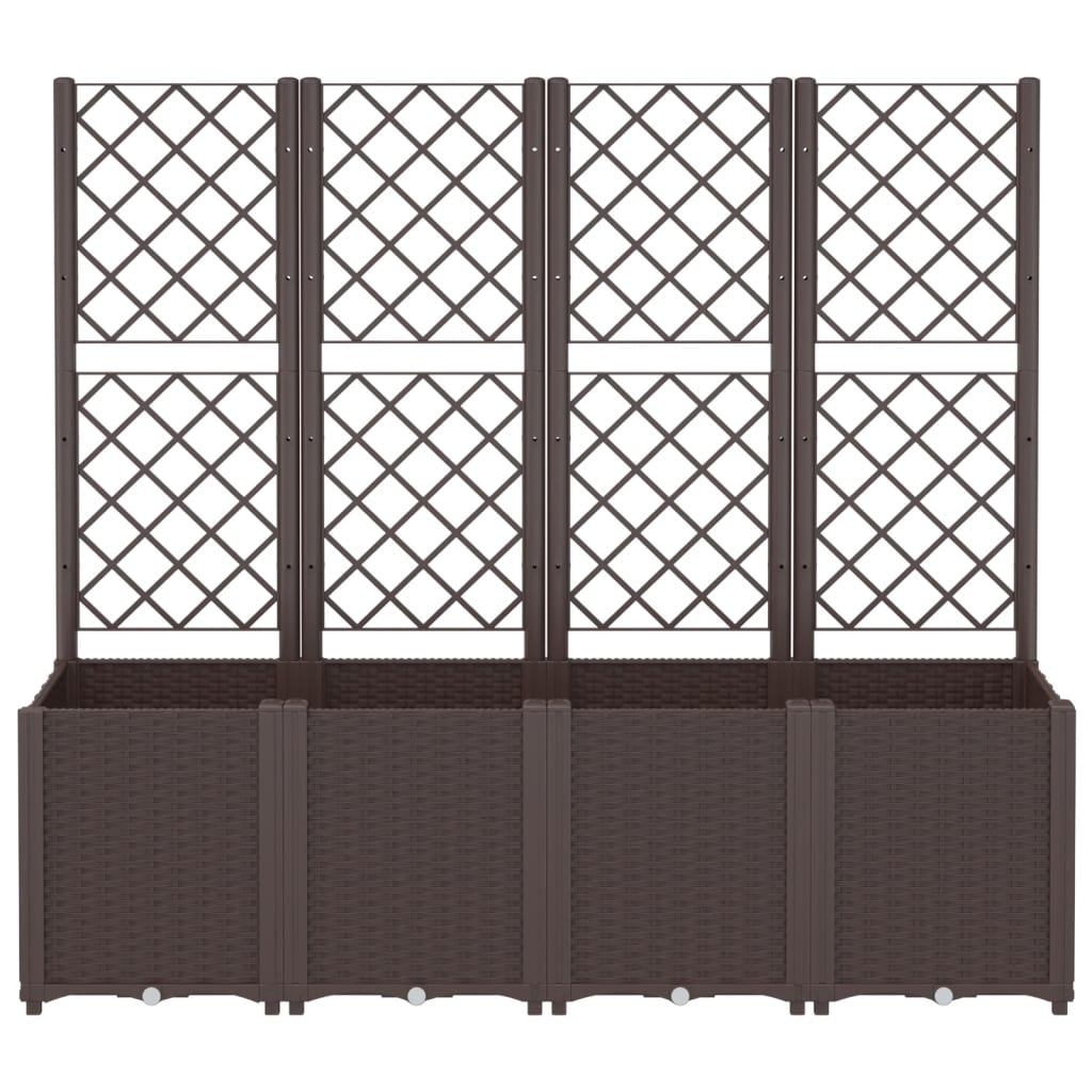 Outdoor flower box with grille brown 160x40x140 cm PP