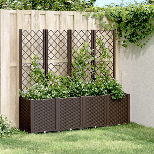 Outdoor flower box with grille brown 160x40x140 cm PP