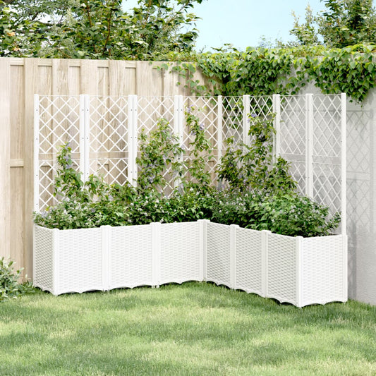 Outdoor flower box with grille white 160x160x140 cm PP