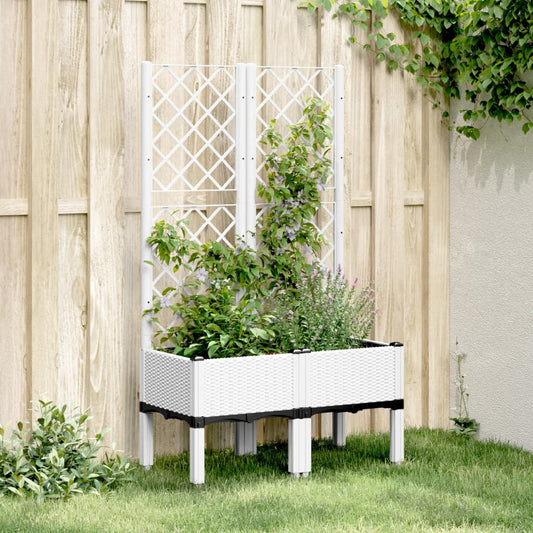 Outdoor flower box with grille white 80x40x142 cm PP